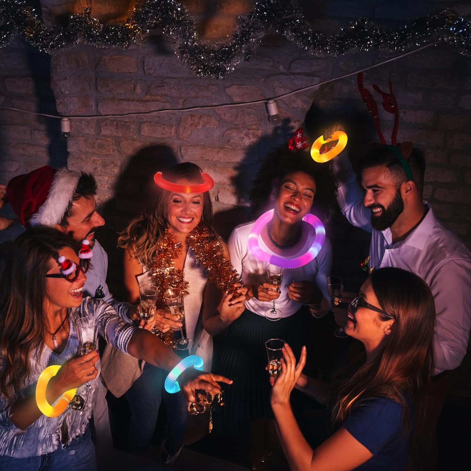 24 PCS Light Up Pop Tubes Glow Sticks, Christmas Halloween Light Toys Party Decorations Supplies Favors for Kids, Sensory Toys Toddler Learning Activities for Boys Girls - Image 5