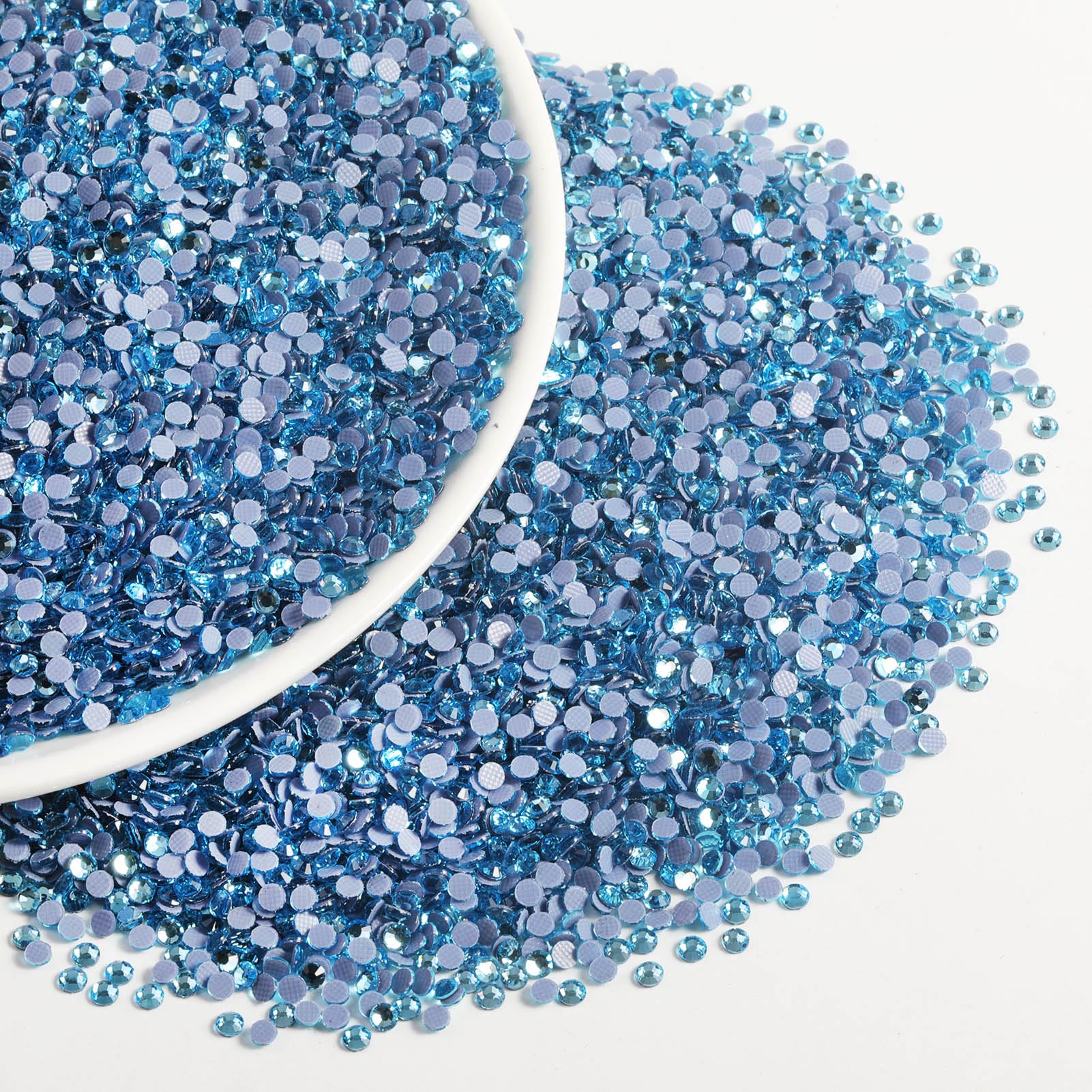 Beadsland Hotfix Rhinestones Bulk,14400PCS Blue Hot Fix Rhinestones for Crafts Clothes DIY Decoration,Aquamarine,SS16,3.8-4.0mm - Image 2