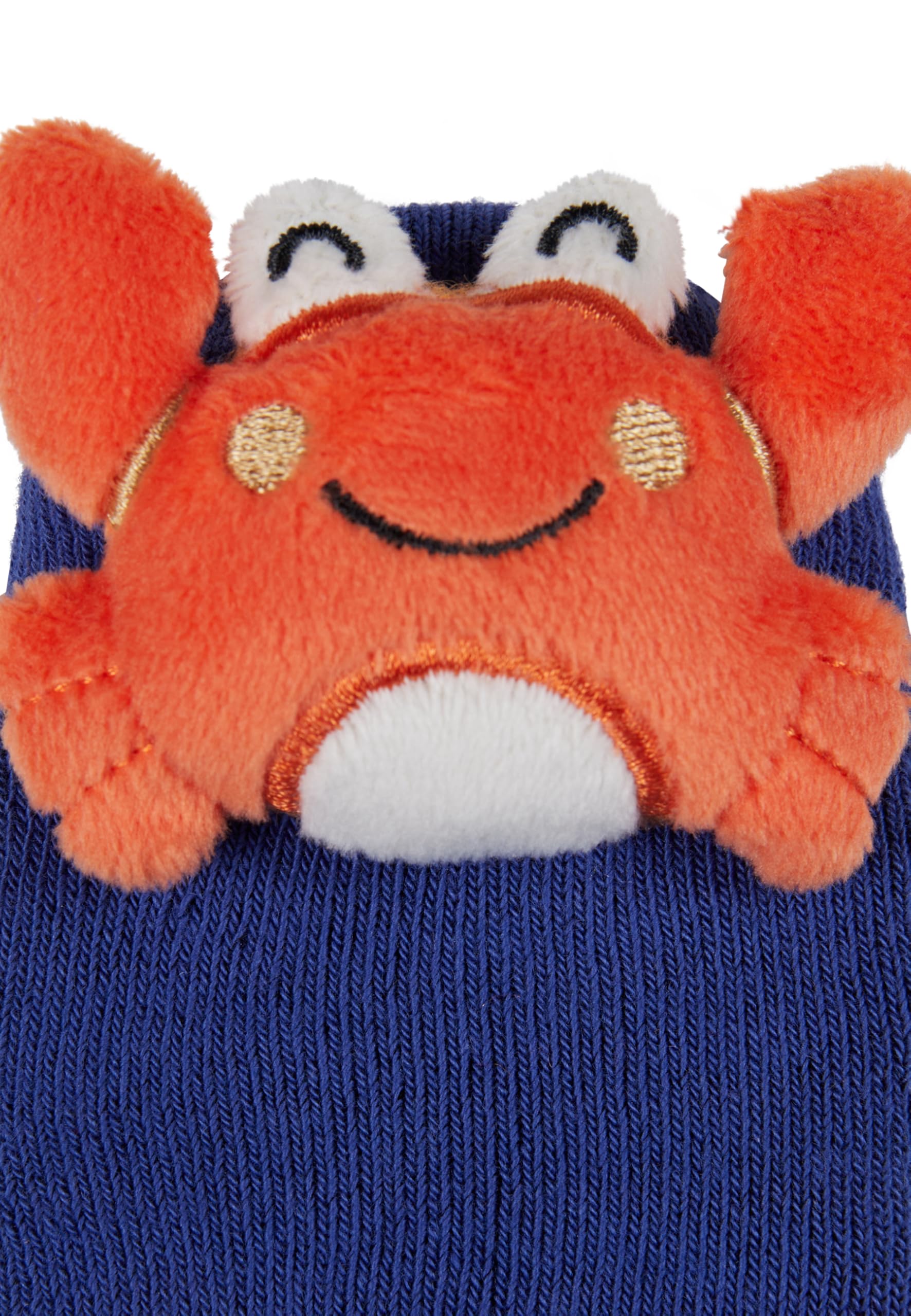 Sterntaler Baby Rasselsocken Krebs – Baby-Socken mit Umschlag, Innenfrottee, Krebs-Figur und integrierter Rassel, Meerblau, Größe 16