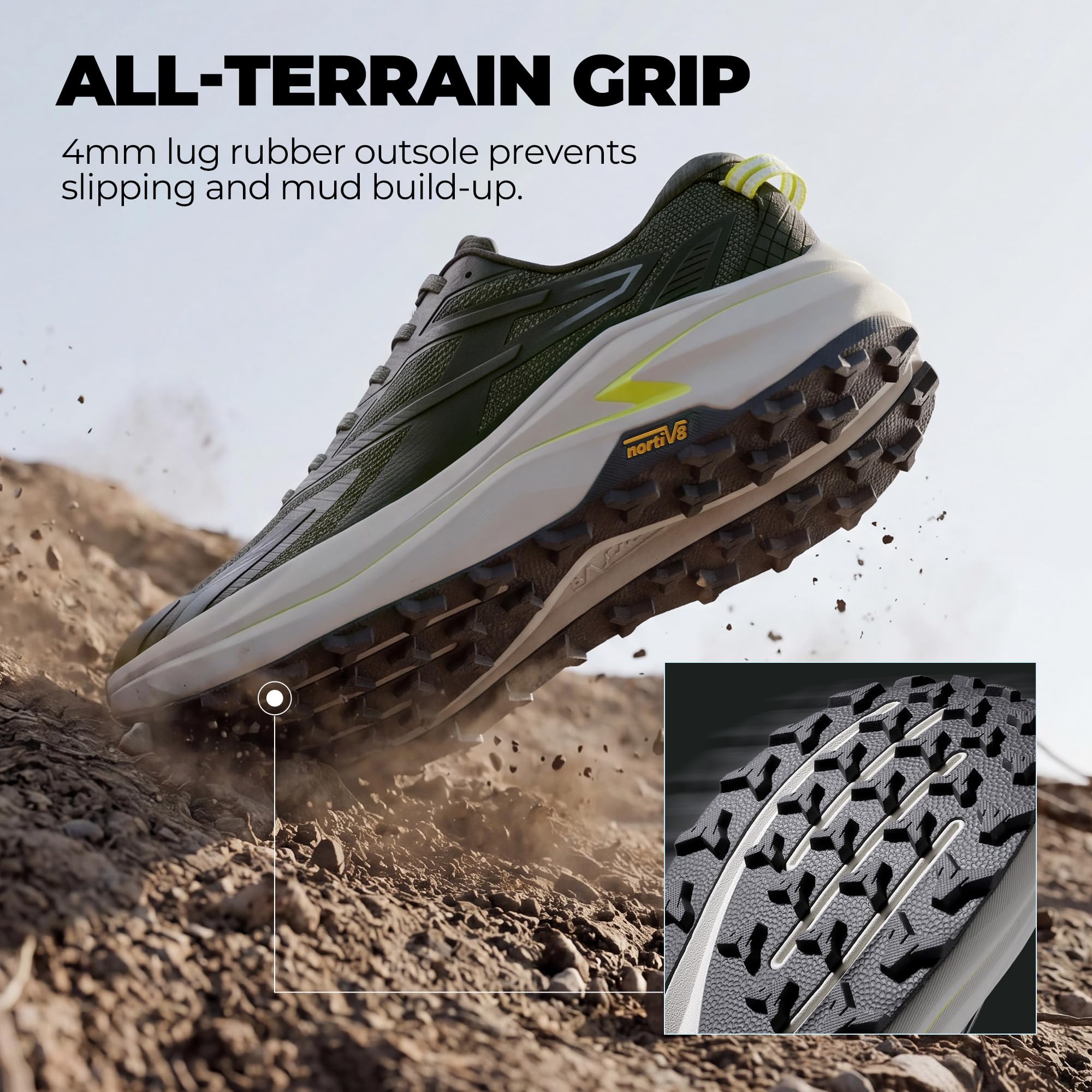 NORTIV 8 Zapatillas de deporte para hombre con puntera ancha para correr y caminar, caminar, atletismo, tenis, entrenamiento, gimnasio, entrenamiento cruzado, zapatillas de moda, Oliva, 7.5