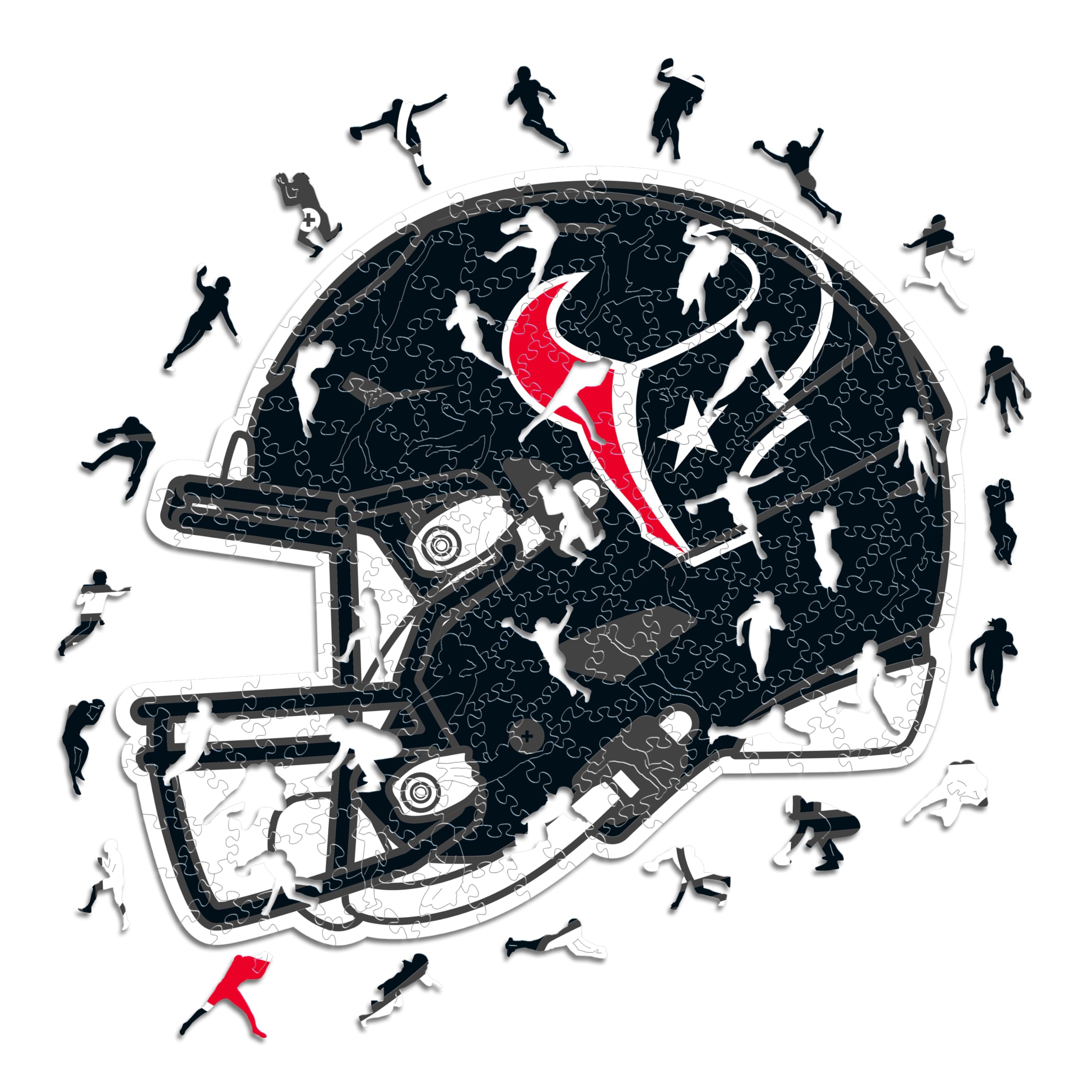 Iconic Puzzles - Houston Texans Helmet, Wooden Puzzle officially licensed NFL, 100% sustainable, Gift for Adults and Children, size M, 270 Pcs — image 1