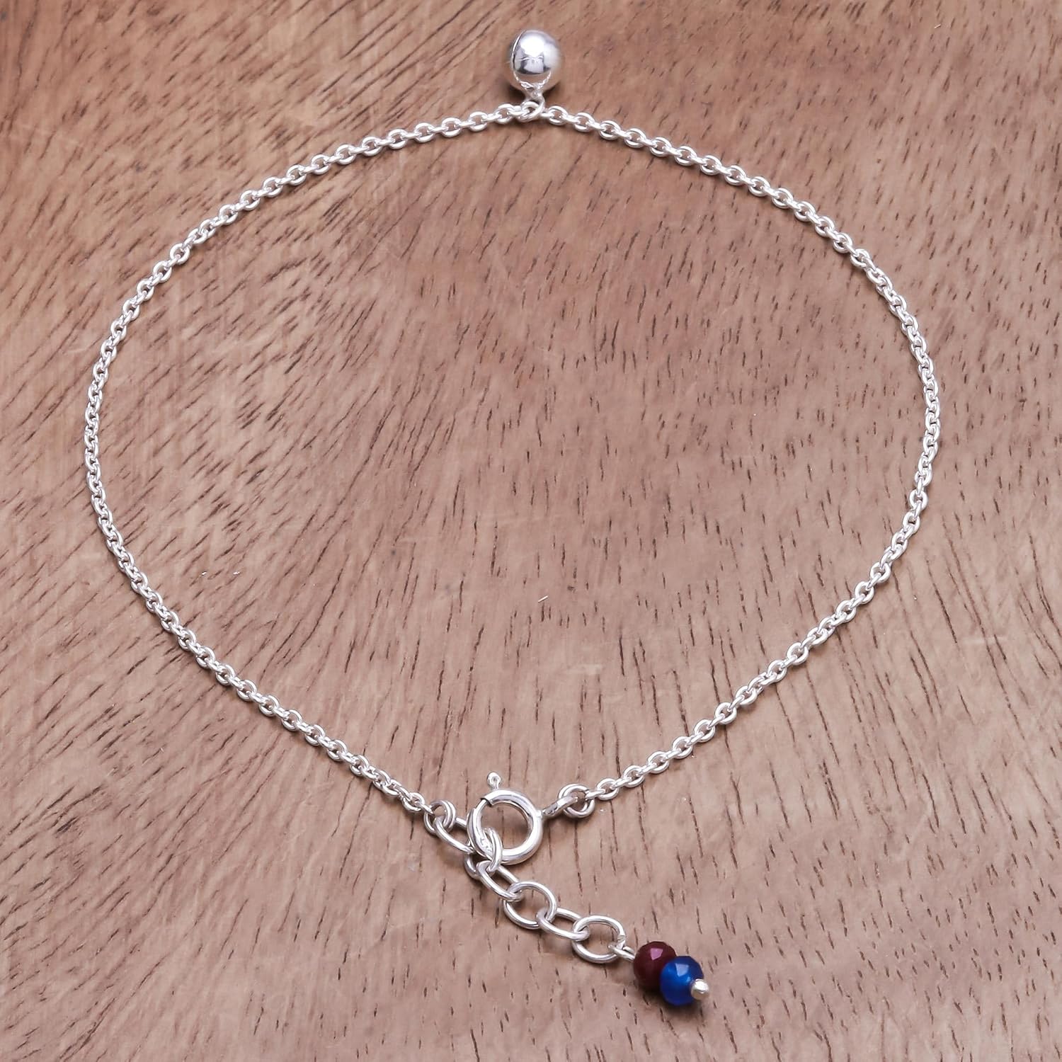 NOVICA Artisan Handmade Sterling Silver Quartz Anklet Ringing Bell from Thailand Charm Birthstone [9.75 in L 2 mm W Charm(s) 2.4 in Diam. Extender 0.8 in L] ' Nice Ring'