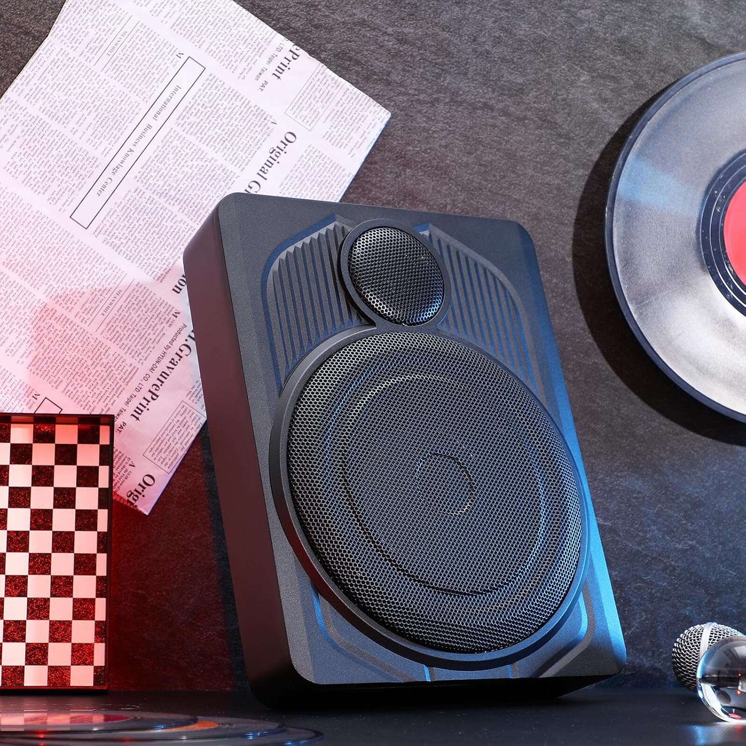 Garneck 10-inch Underseat Active Car Subwoofer Speaker with Built-in Amplifier, LED Light, and Deep Bass for Car and Truck Audio Systems