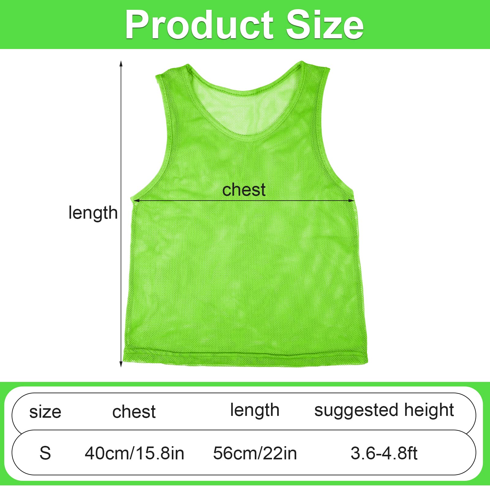 Savita 12 Pz Gilet Scrimmage in Rete di Nylon, Verde Fluorescente Confortevole e Traspirante Gilet in Rete da Calcio Tessuto in Rete di Poliestere Maglie pinnies per Bambini Sport Pallacanestro