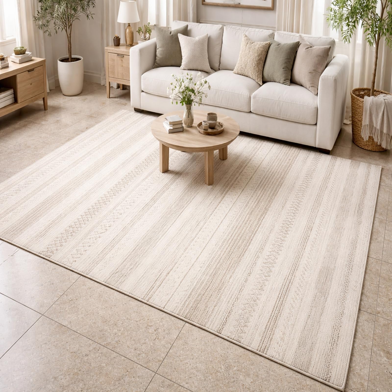 Tapis poils courts blanc beige pour créer un coin bureau cosy