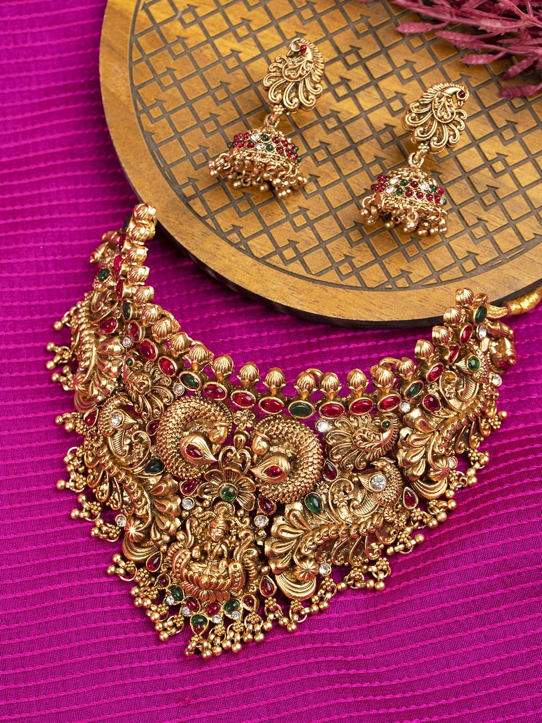 Gold Plated Goddess Lakshmi Temple Choker Set