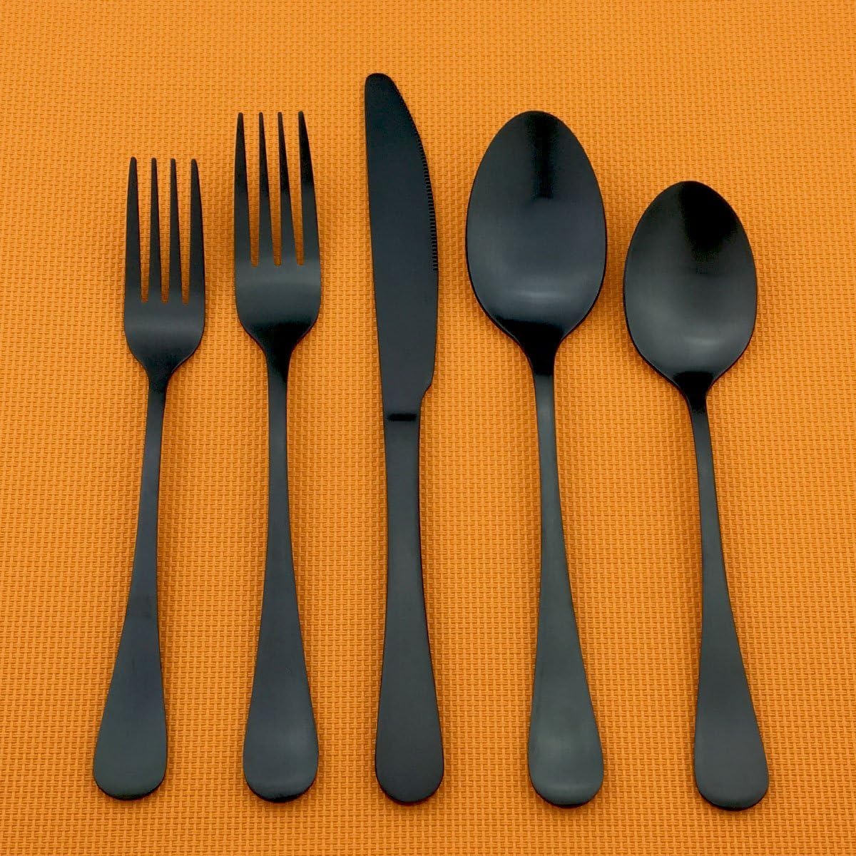 5Piece Matte Black Flatware Set Kitchen Silverware