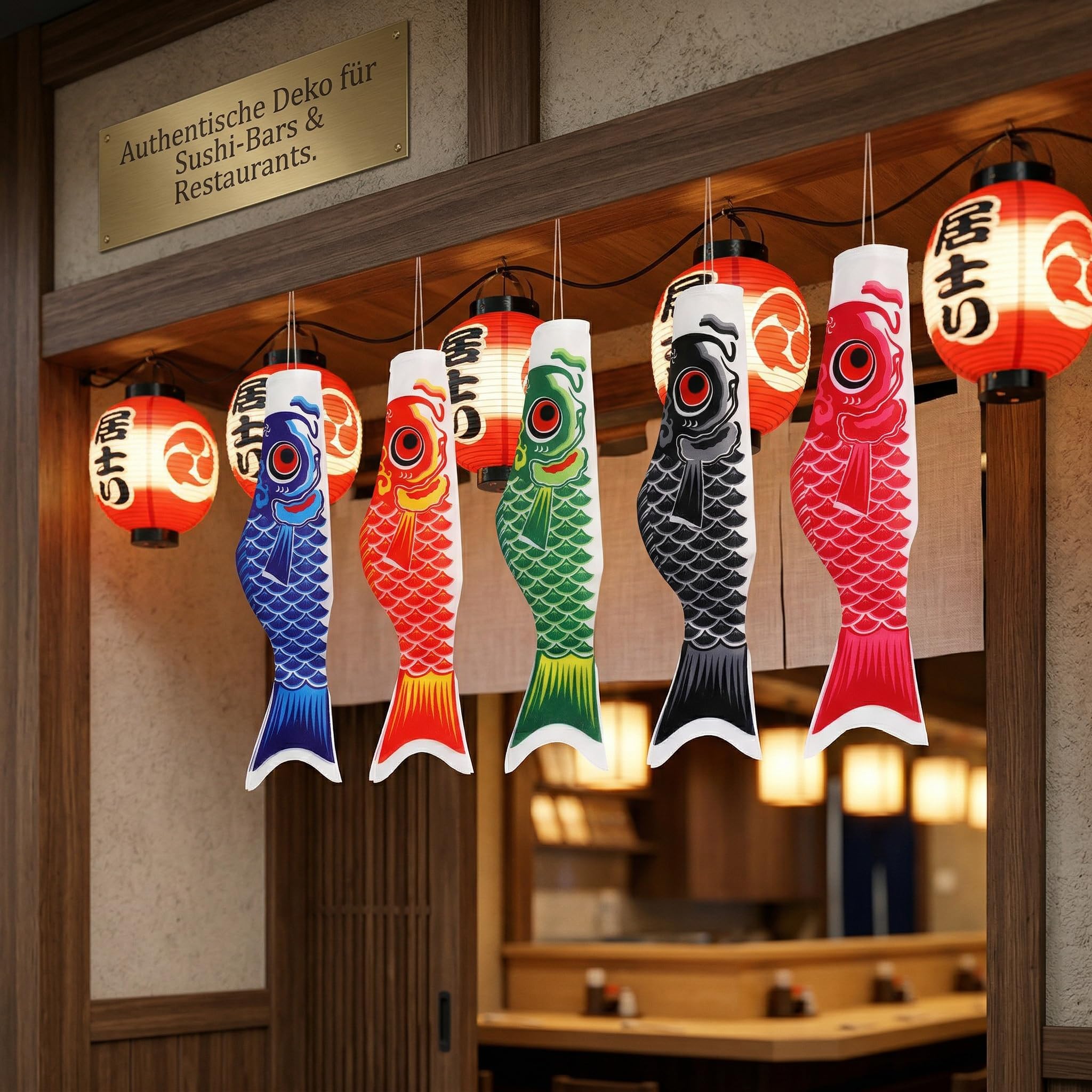 5 Unidades Japonesa Carpa Pescado Koinobori Calcetín Saco de Viento decoración de Habitaciones japonesas Sushi Restaurante decoración Colgante Viento Streamer Pancarta Japón decoración