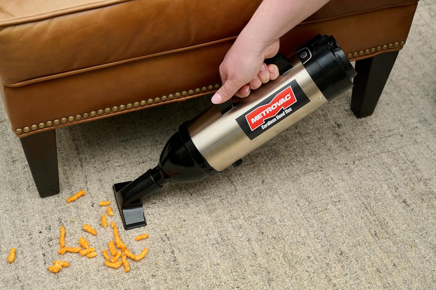 METROVAC 3' Hose (MVC-178A) Bundle with Stainless Steel Cordless Hand Vac Vacuum