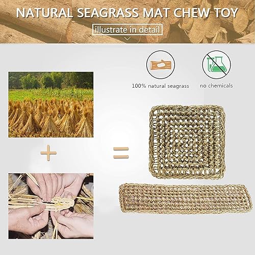 Miniatura 3 de Alfombrilla de hierba marina para pájaros, hamaca tejida de hierba natural, periquitos, juguetes para masticar, accesorios de jaula de recorte,