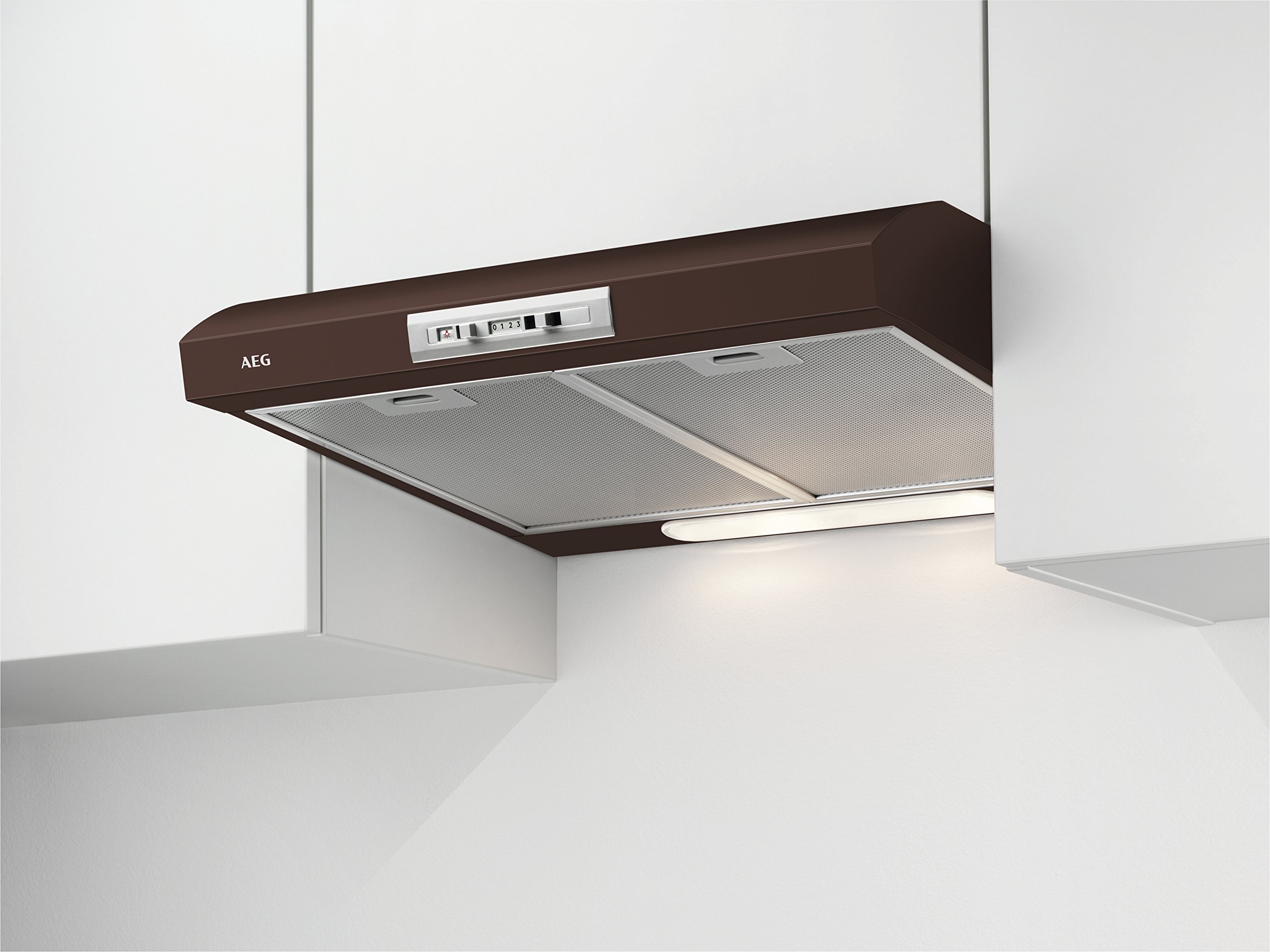 AEG DUB2610D Dunstabzugshaube/60 cm dezente Unterbauhaube mit LED-Beleuchtung/Dunstabzug mit 3 Leistungsstufen/99,4 kWh pro Jahr/Braun