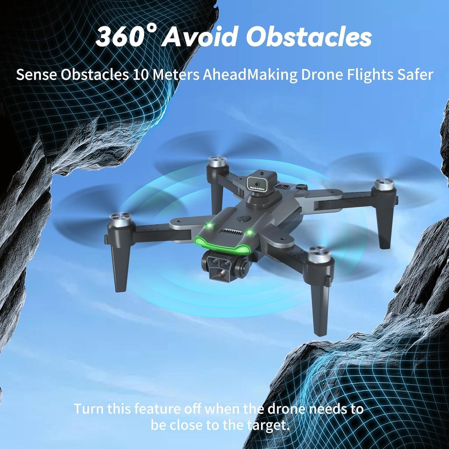 Drones with Camera for Adults 4K, Professional GPS Drone with Auto Return, 4-Way Obstacle Avoidance, Follow Me, Foldable, Includes 3 Batteries & Case