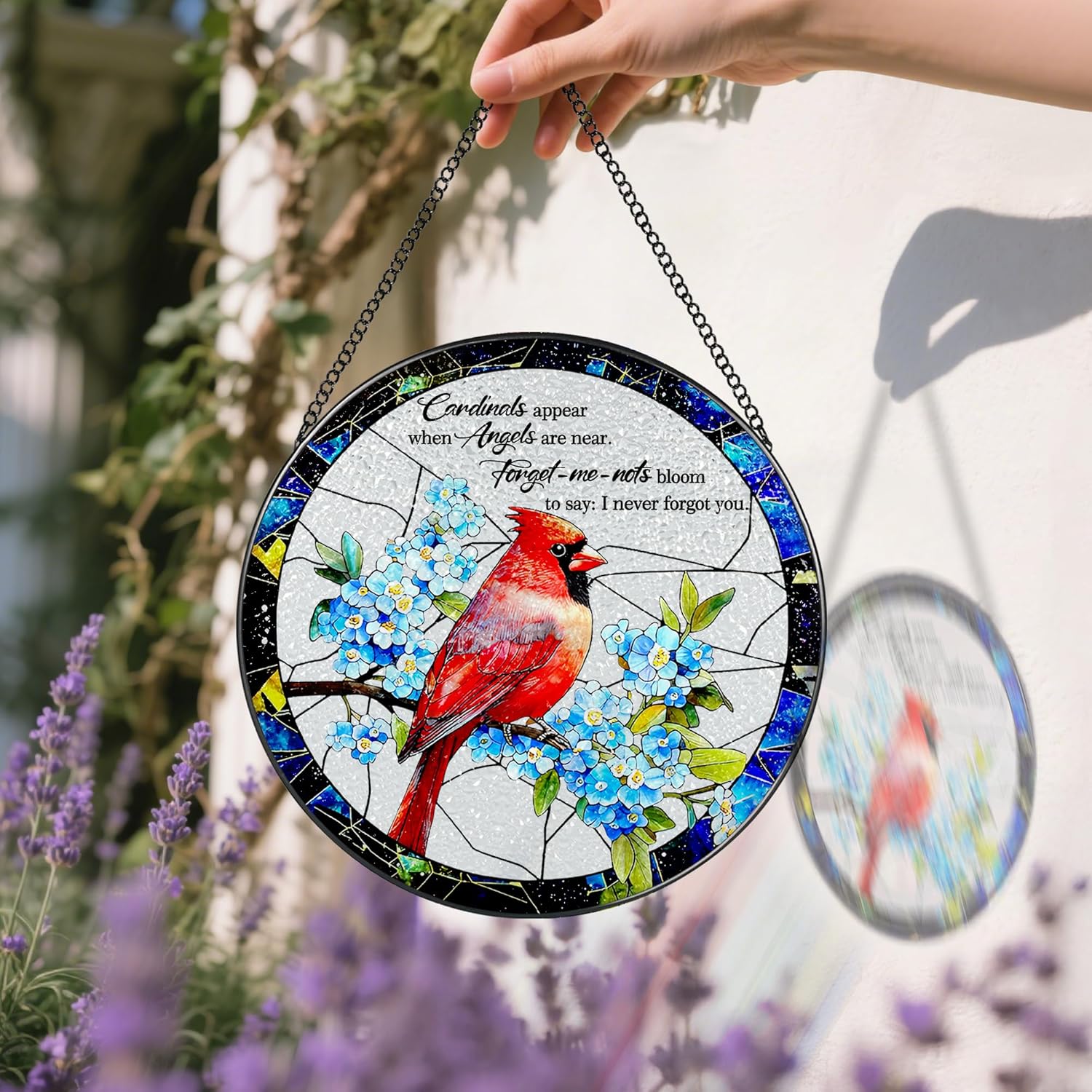 Cardinal Stained Glass Window Hanging, 8 Inch Sun Catchers Indoor Window, Suncatchers for Windows Hanging, Home Decor and Memorial Gift, Sympathy Gift, Cardinal Gifts, in Memory of Loved One Gifts - Image 4