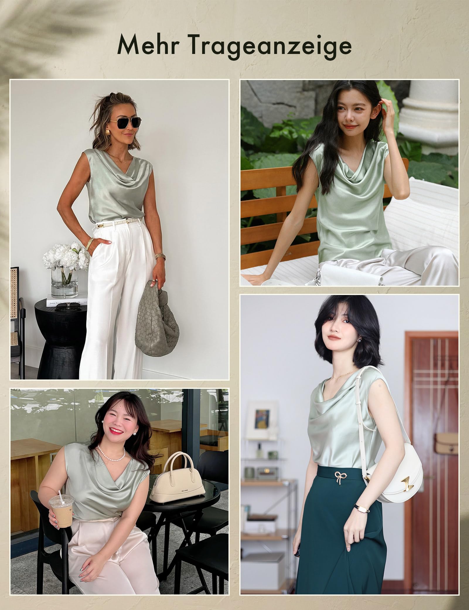 LilySilk 100% Seidenhemd mit Wasserfallausschnitt für Damen ärmellose Elegante Oberteile für den Sommer Schulterfreies T-Shirt für Damen