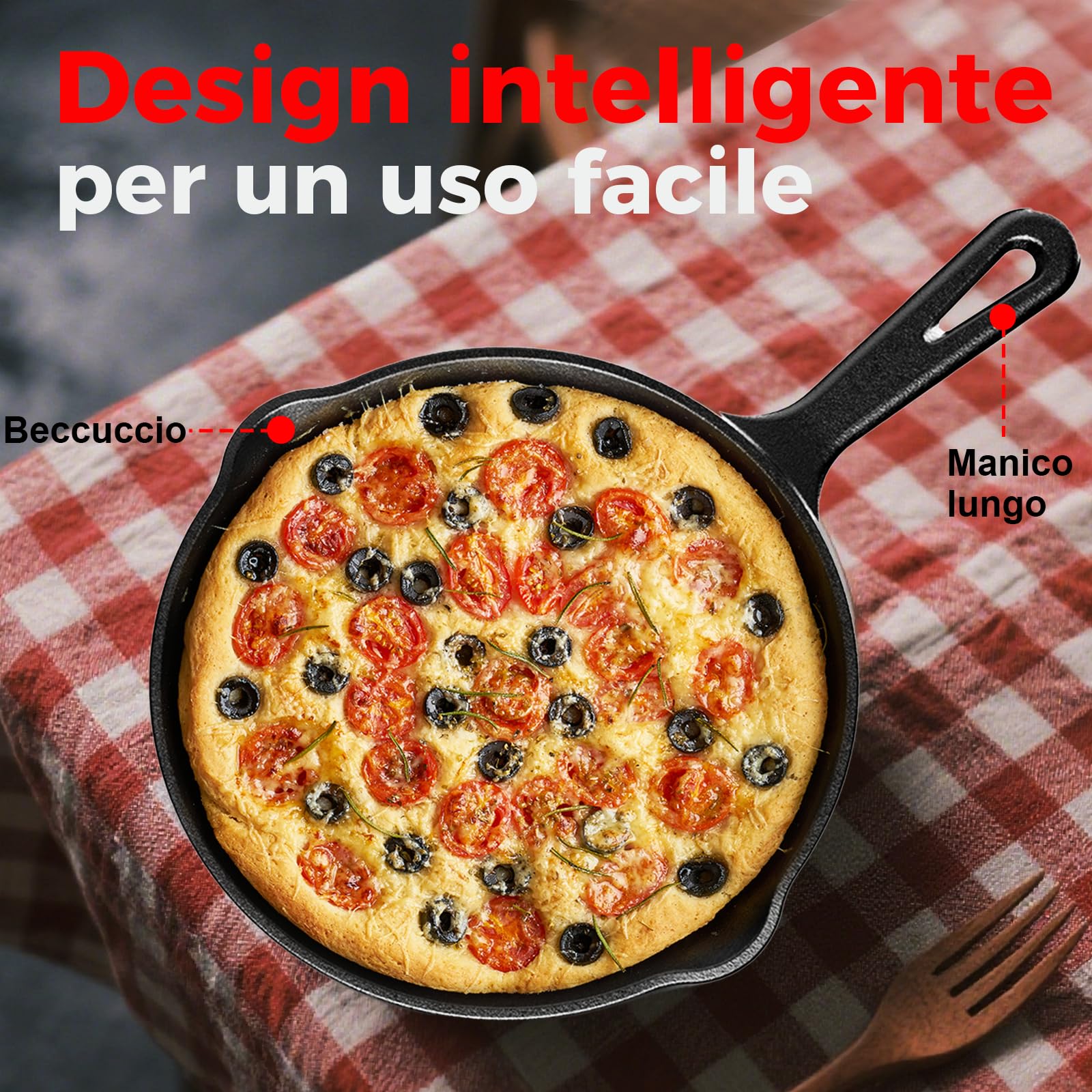 YASHE Set di 3 Padelle in Ghisa, Padelle Naturali da Condire, Robuste e Resistenti, Ideali per Varie Preparazioni, Misure 16/20/26 cm