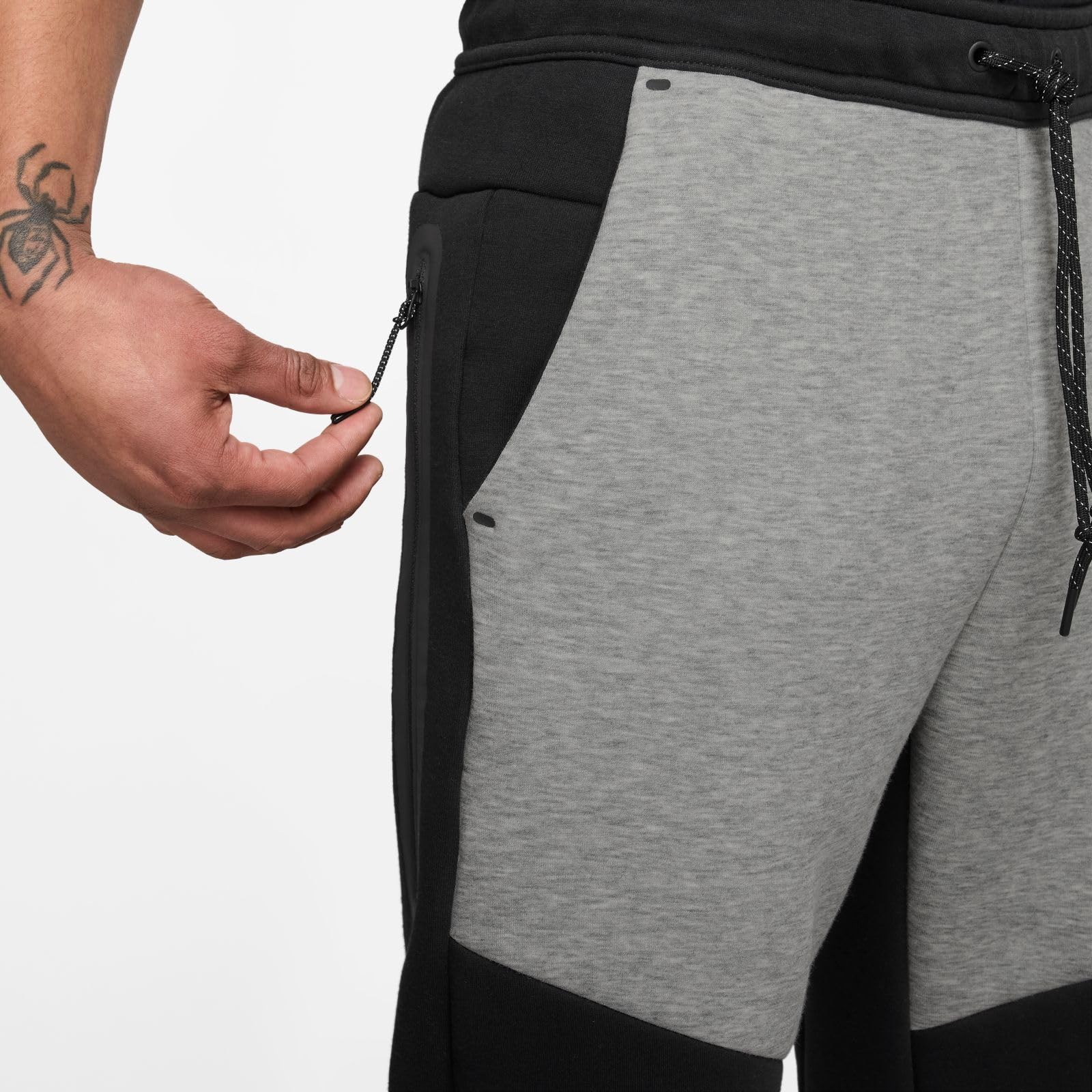 Nike Tech - Pantaloni da Jogging da Uomo in Pile (HV0959-011, Nero/Grigio Scuro mélange/Nero)