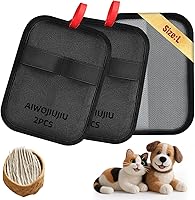 Aiwojiujiu 2-Pack Electrostatic Pet Hair Removal Gloves for Cats & Dogs - Reusable Washable Magic Brush for Couch, Car, Clothing (Black, L)