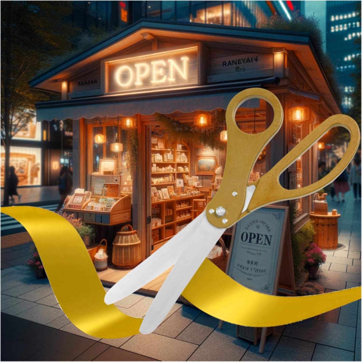 Gold Grand Opening Ceremony Kit – 20 Inch Giant Scissors with Ribbon for Inaugurations and Ceremonies Gold Scissors 20'' for Ribbon Cutting Grand Opening and Scissor for Special Event
