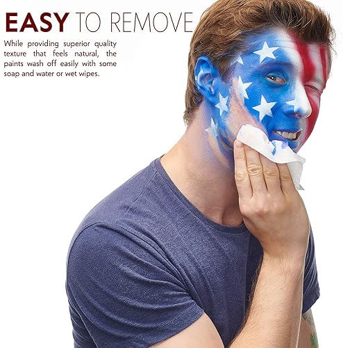 Miniatura 5 de Kit de pintura facial, fácil de aplicar y quitar, dermatológicamente probado, activado por agua, no tóxico e hipoalergénico, kit de pintura facial