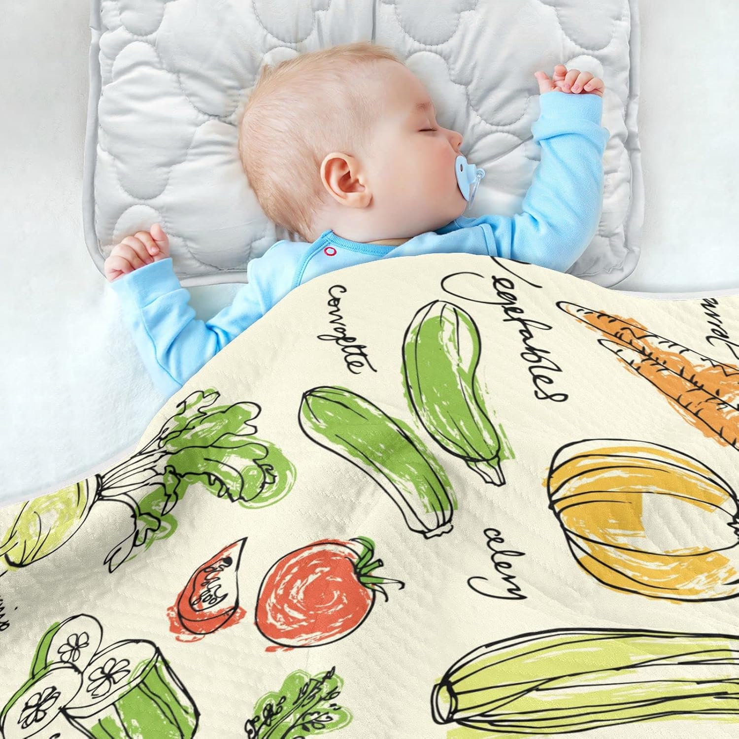 Ollabaky Vegetables Food Baby Blanket for Boys Girls Cotton Throw Blanket Swaddle Blanket for Crib Stroller Nursery Receiving Blanket Infant Toddler Unisex 30"x40"