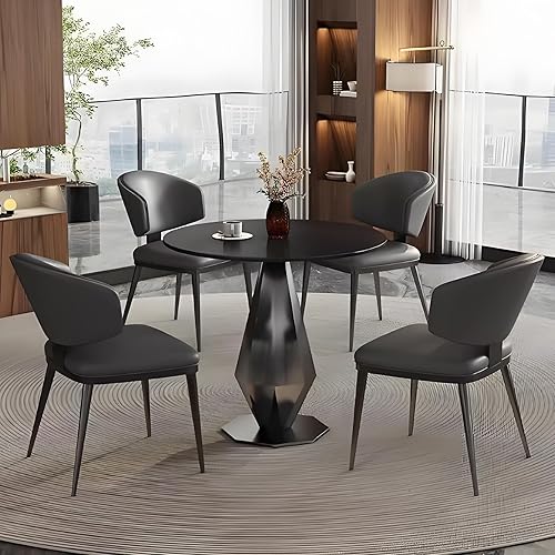 YVYKFZD Juego de mesa y silla para sala de recepción de oficina, juego de mesa de comedor simple para cocina, mesa de centro redonda para Negro+gris