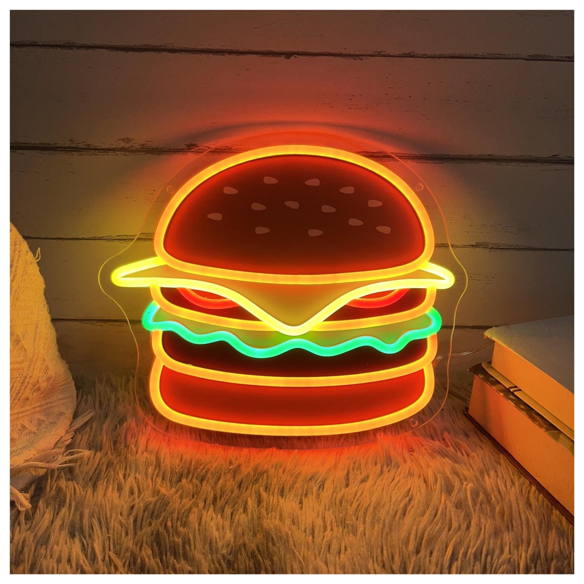 Insegna al Neon Insegna Al Neon A Per Hamburger, Luce A Con Stampa UV Per, Decorazione Da Parete Per Cucina Di Casa 30cmx35cm