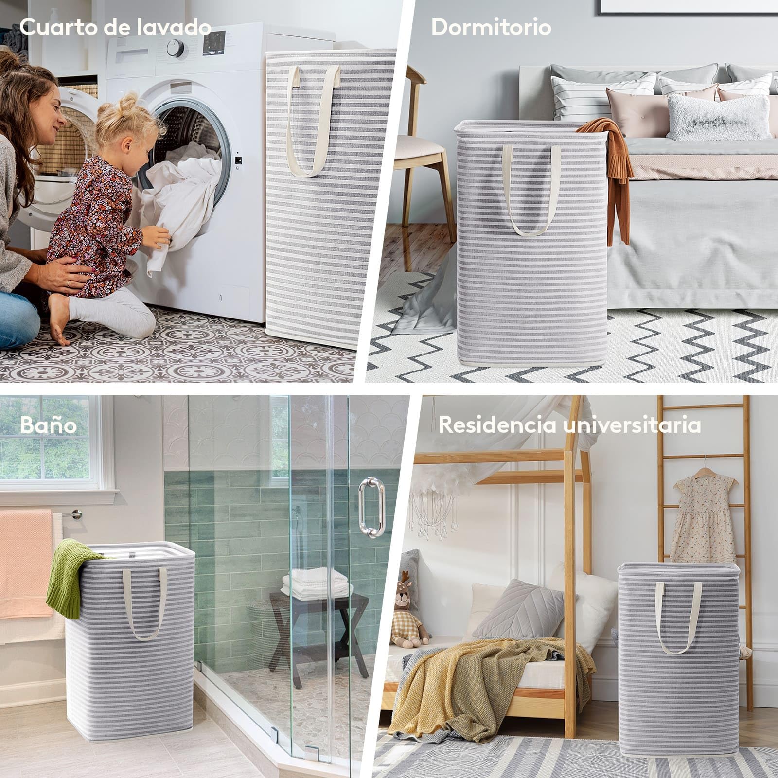 Lifewit Cesto Ropa Sucia, Cesta Ropa Sucia Impermeable con Asas Extendidas, Laundry Basket, Cubo Ropa Sucia Plegable, Bolsa Ropa Sucia para Baño, Dormitorio, Lavadero, 80L, Gris, Paquete de 2