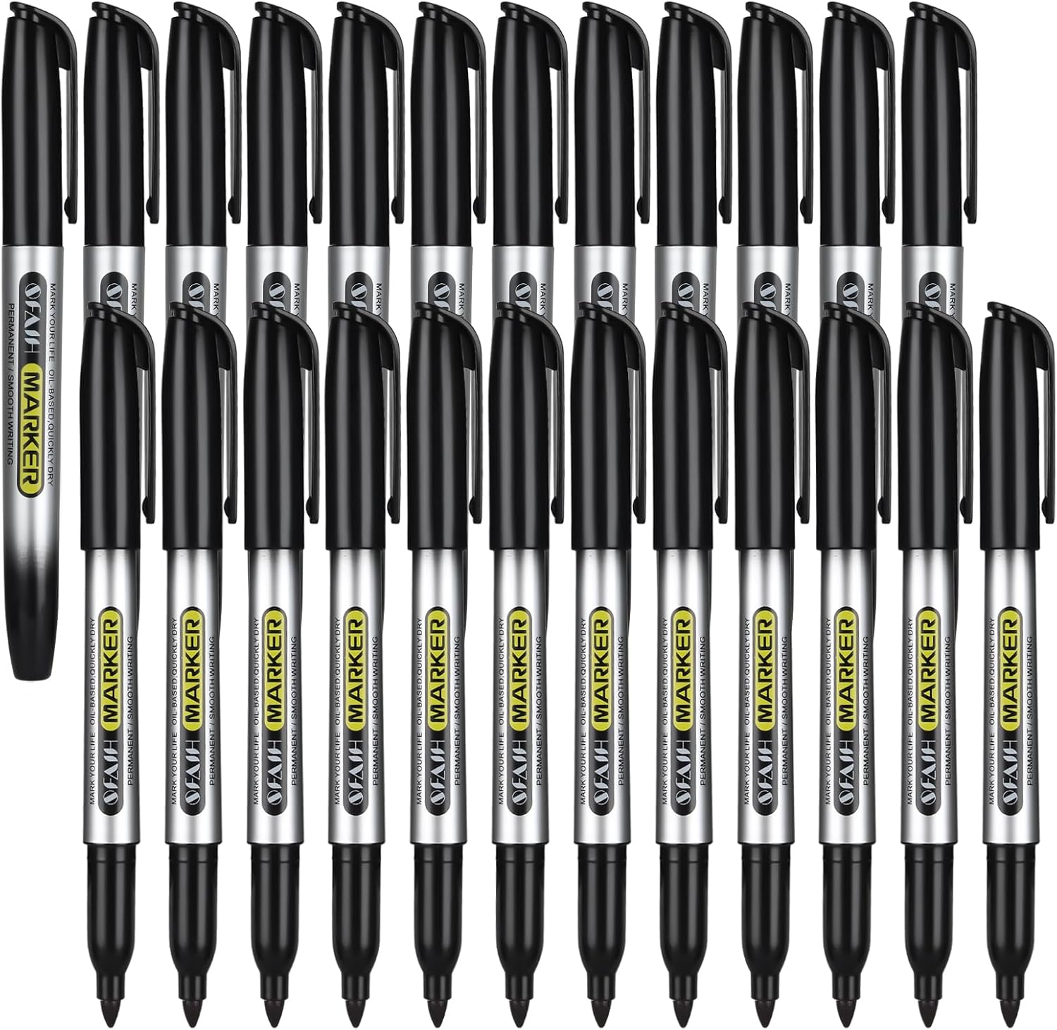 SFAIH Black Permanent Markers Bulk 24 Pack Fine Point Permanent Markers for