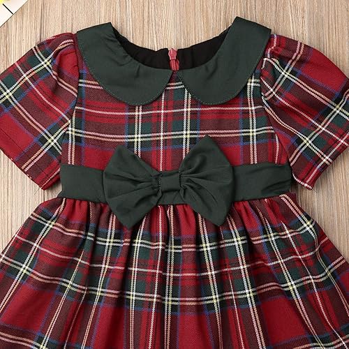 Miniatura 5 de Kuriozud Vestido a cuadros para niña pequeña, bonito vestido de fiesta para Navidad