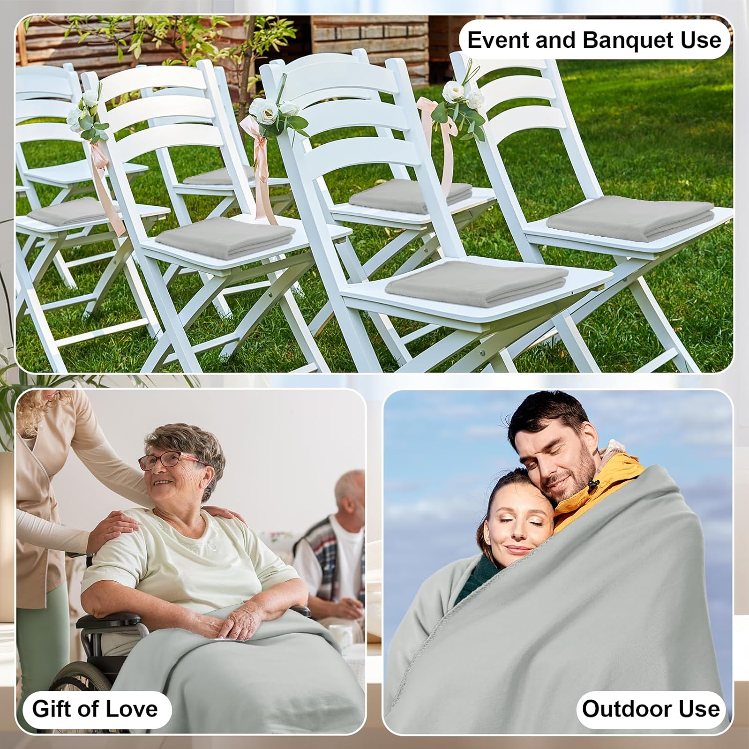 60PCS Gray Fleece Blankets Bulk 50 X 60, Soft Lightweight Throw Blankets Kit Cozy Blankets Bulk for Bed Sofa Couch Warm Pet Fleece Blankets Set for Wedding Homeless Home Office Travel Gift for Seasons - Image 6