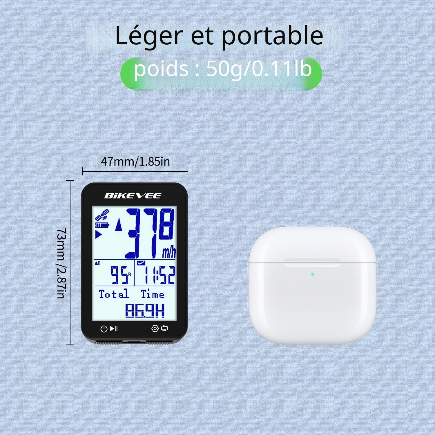 Compteur Vélo GPS sans Fil 9 Langues Étanche IPX7 Écran FSTN 2,4 Pouces Compteur VTT Vitesse Distance Altitude Autonomie 28H