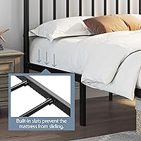 Vista 24 de Yaheetech Base de cama individual con plataforma de metal, base de colchón con cabecero y estribo, no necesita somier, almacenamiento debajo