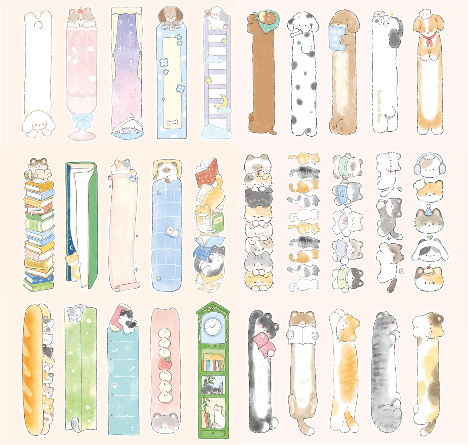 Cute Funny Animal Theme Colorful Bookmarks, 30 PCS (Cat & Dog Business) - Image 3