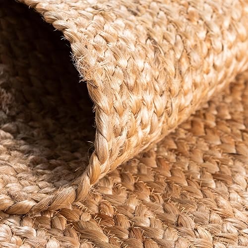 Miniatura 6 de Unique Loom Alfombra trenzada de la colección de yute - Dhaka (4' 1" redonda, natural)