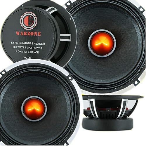 4X Gravity WZL6 - Altavoz coaxial de audio para automóvil de 6.5 pulgadas, altavoz de alcance medio, 800 vatios, potencia máxima, 4 ohmios de