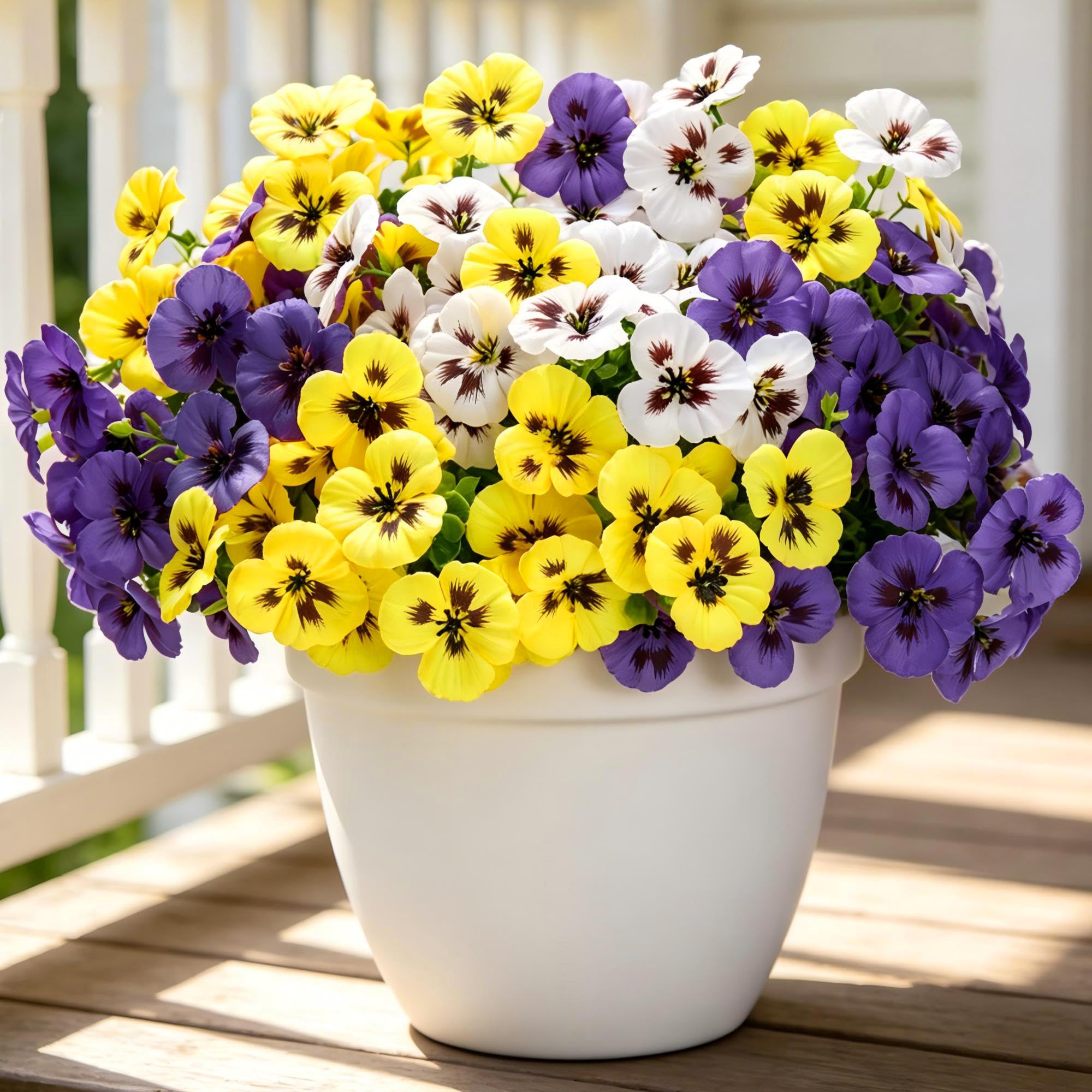 Artificial Flowers for Outdoors,Yellow White Purple 12 image 5