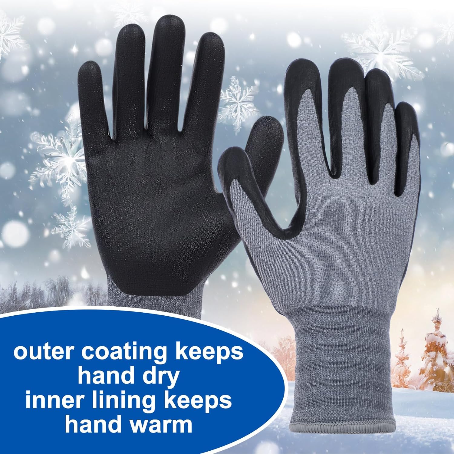 Vesici 6 Pairs Winter Work Touchscreen Gloves for Men Women Thermal Insulated Freezer Waterproof Gloves for Cold Snow Weather
