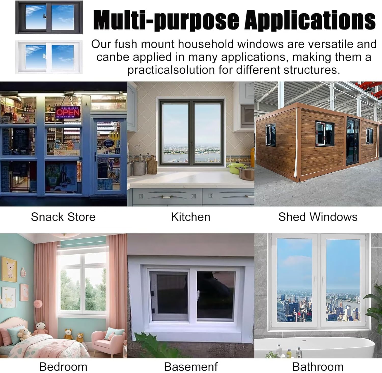 White Insulated Single Windows, Replacement Windows with Screen and Glass, for Houses 60 54 50 46 42 40 36 32 30 28 24 22 20 18 14 Inch, Utility Window Side Sliding 34x15in / 86x38cm
