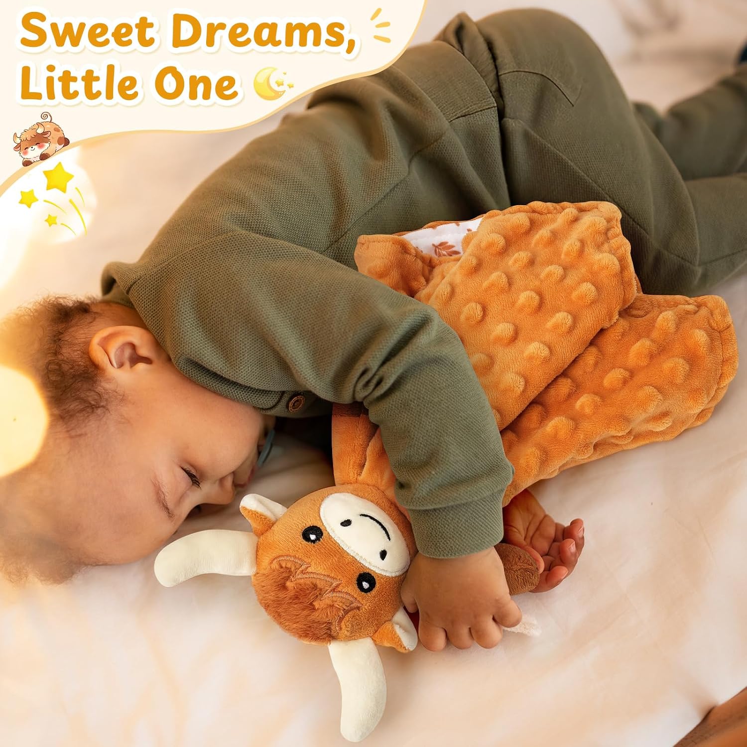 Loveys for Babies,Soft Baby Security Blanket for Newborn Infant Toddler Snuggle Toy Stuffed Animal,Lovey Highland Cow Security Blankets Baby Unisex for Gifts(Highland Cow,12.2in)