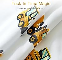 Vista 5 de Coukouchyi - Juego de sábanas de 3 piezas tamaño individual suave y transpirable para niños con bolsillo profundo, coches de construcción