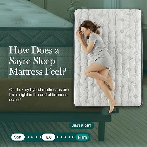 Miniatura 5 de Sayre - Colchón híbrido individual de 10 pulgadas en una caja, soporte firme, espuma viscoelástica de gel refrescante, diseño de resortes en