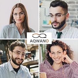 AQWANO Blue Light Blocking Reading Glasses for Women Men, 5 Pack Clear Frame Lightweight Rimless Computer Readers Anti Glare, 1.5