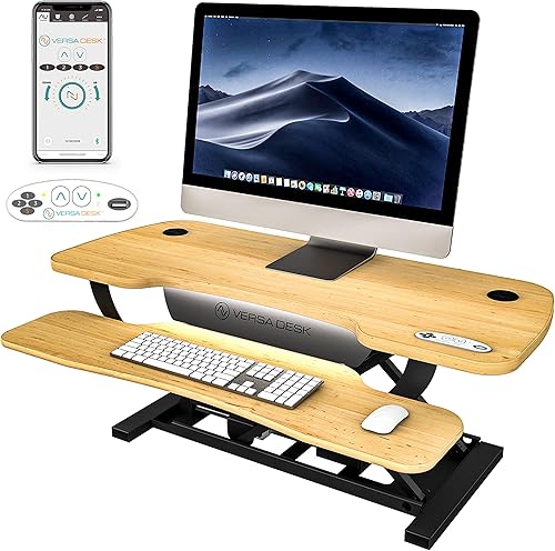 VERSADESK Elite PowerPro Elite - Convertidor de escritorio eléctrico de altura ajustable de 40 pulgadas de ancho, con control de aplicación