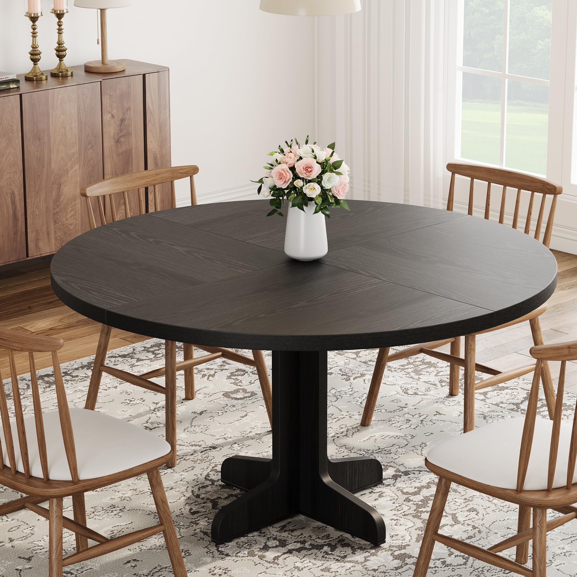 Runder Esstisch 120 cm aus Massivholz für 4–6 Personen | Stabile Massivholz-Tischplatte mit robustem Gestell – runder Esstisch für 4–6 Personen, ideal für Küche und Esszimmer.