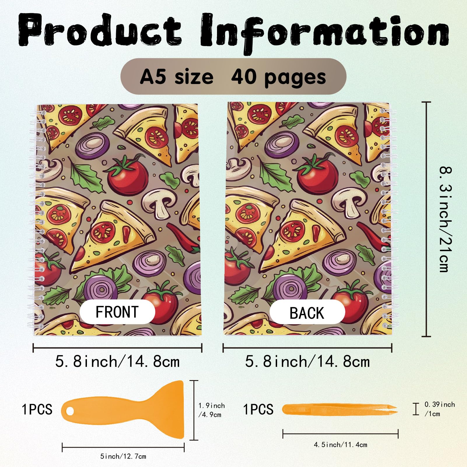 CRASPIRE Reusable Sticker Book Collecting Album A5 Size 40 Sheets Sticker Collection Storage Keeper Book Pizza Vegetable Cover for Adults Release Paper Stickers Saver Organizer with Tweezer Scraper - Image 2