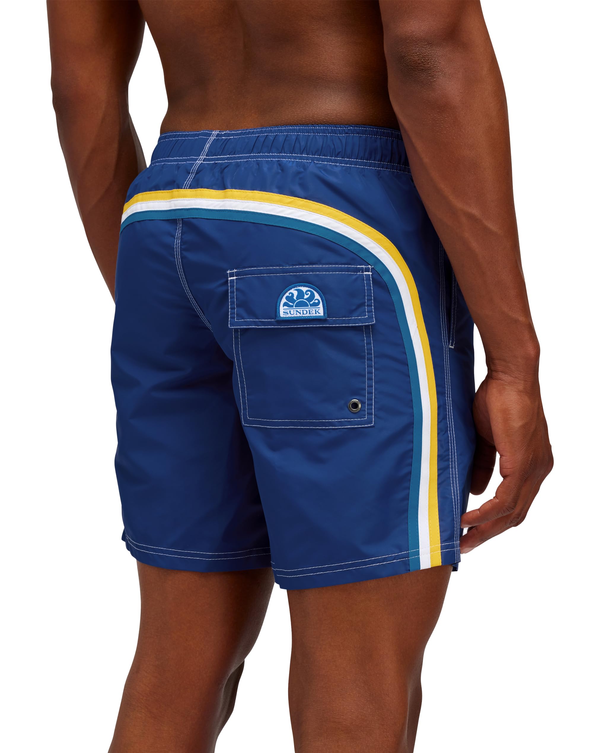 SUNDEK Mens Elastic Waist Boardshort, Swim Trunks 16" Length 7.5" Inseam, A1701 - Admiral, M