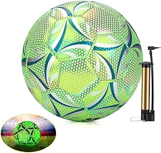 Pallone da Calcio Allenamento Unisex Adulto, illumina al buio, misura 5, con pompa ad aria per un ragazzo o un regalo sportivo per Allenamento, Giochi Ricreativi