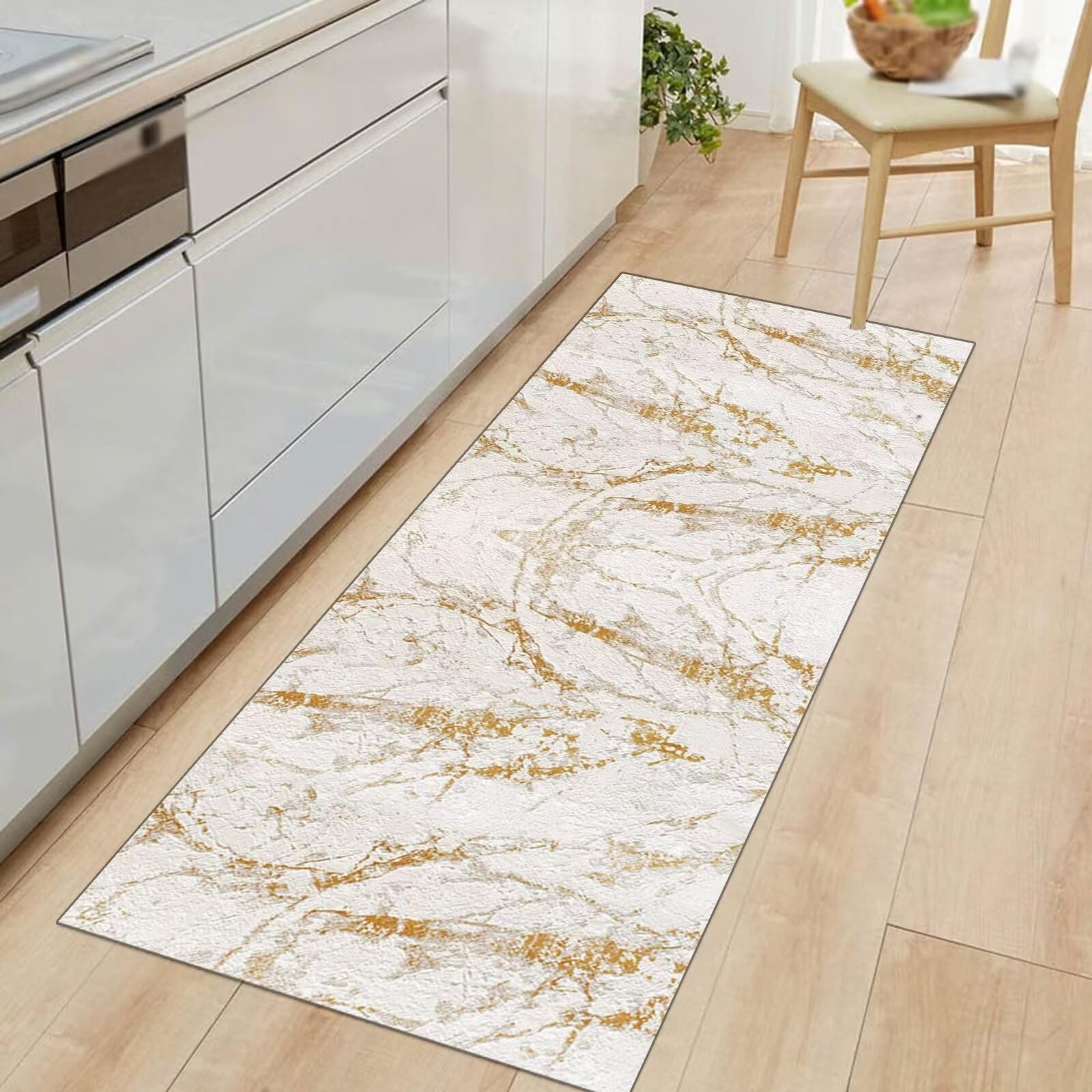 Waschbarer Küchenteppich Mit Blumenmuster | Rutschfest & Schmutzabweisend 80x200cm