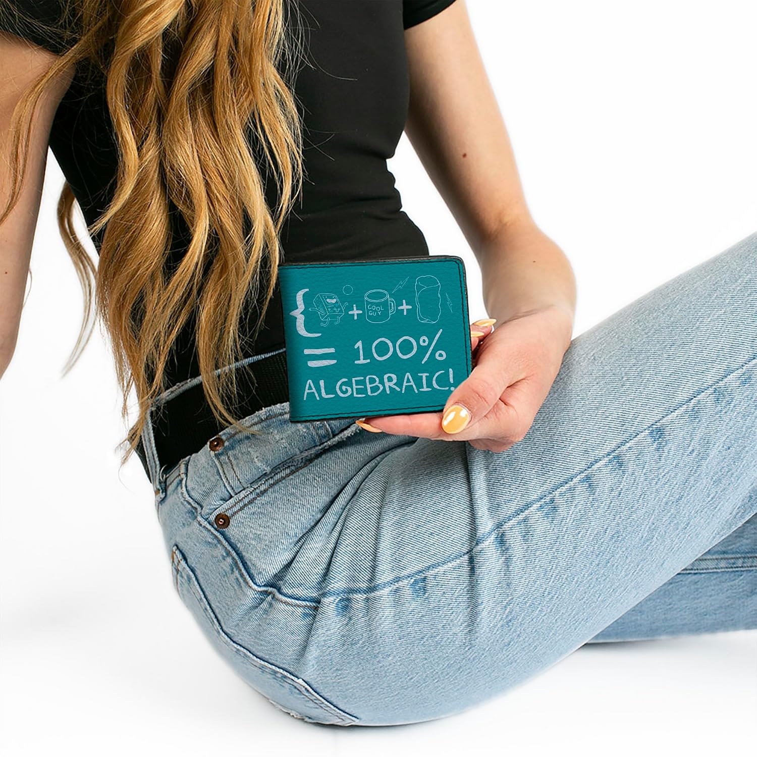 Buckle-Down Cartoon Network Wallet, Bifold, Adventure Time 100% Algebraic Formula Blue White, Vegan Leather