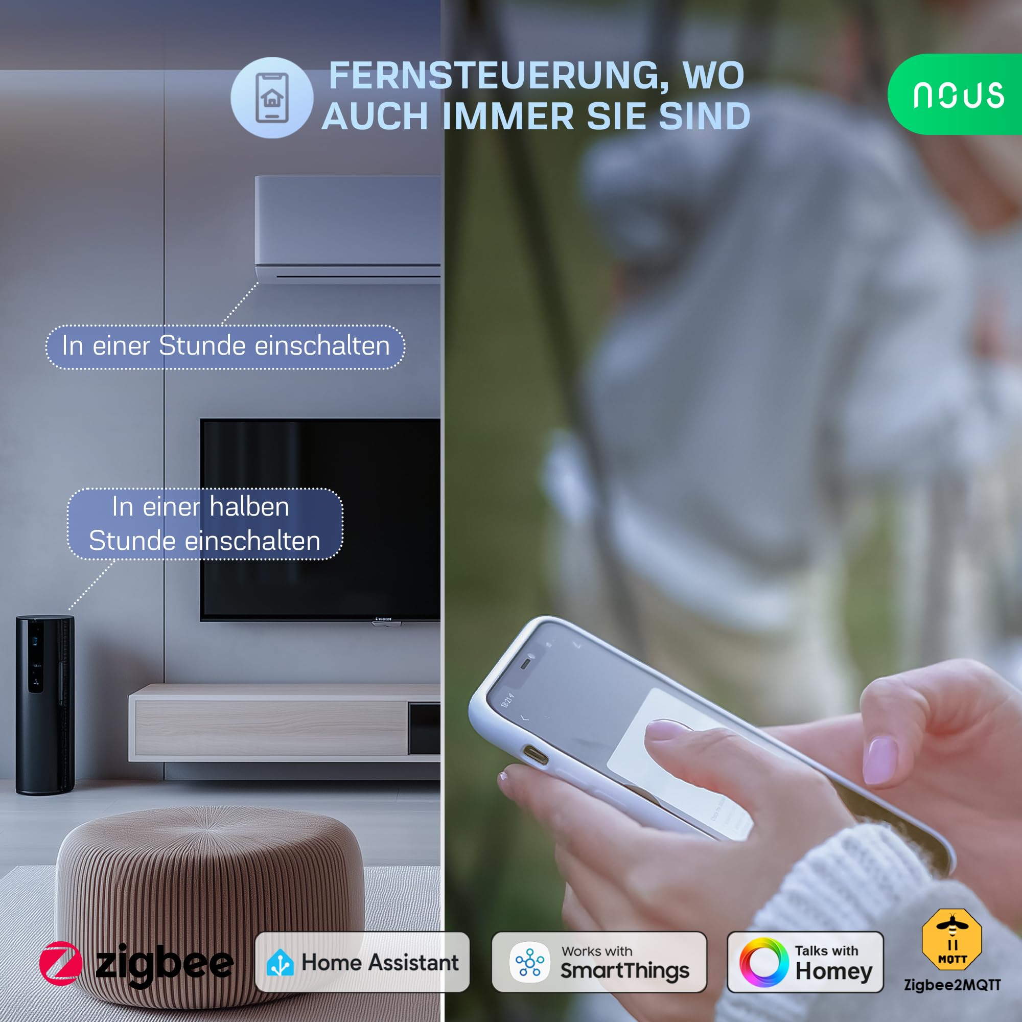 A1Z ZigBee Smart Steckdose mit Energieüberwachung, 10A, Fernsteuerung, Sprachsteuerung, Zeitplan & Timer, Kompatibel mit Alexa, Google Home, ZigBee Hub Erforderlich, Pack of 4